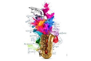 colourful stylised image of saxophone