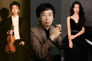 Montage of musicians, Yinbo Wang, Chun Wang and Kechun Wang