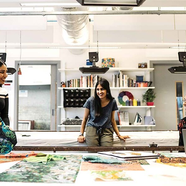 Students in print room