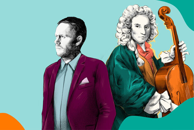 Illustration of composers Max Richter and Antonio Vivaldi