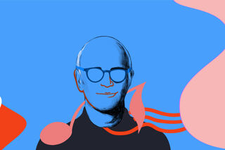 Stylised portrait of Italian composer Ludovico Einaudi