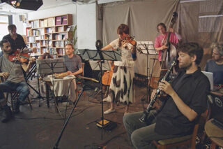 Small chamber ensemble performing in informal setting