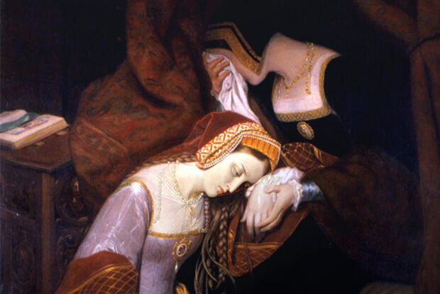 Painting of one of the wives of Henry VIII with her lady in waiting on the eve of her execution