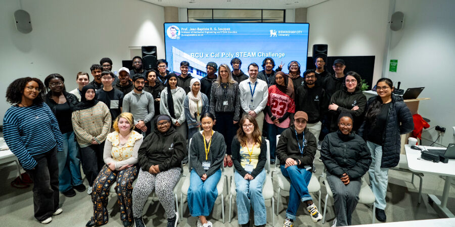 Students at the STEAM sprint challenge launching BCU and Cal Poly partnership. 