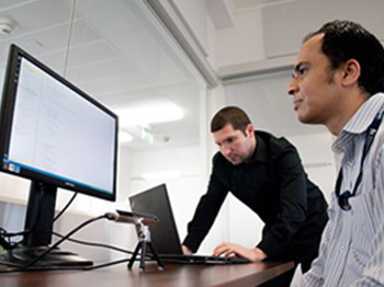 Pictured: (left to right) Dr Chris Creed and PhD Student Bharat Paudyal CEBE awarded Microsoft grant to open doors to tech careers