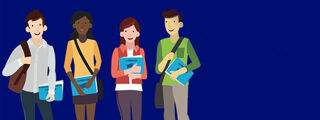 Cartoon image of university students