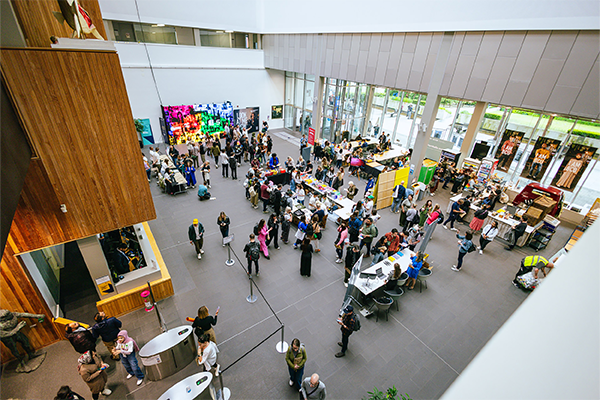 Gathering of people at an event at Parkside, City Centre
