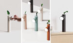 A plant pot with a lamp built into it