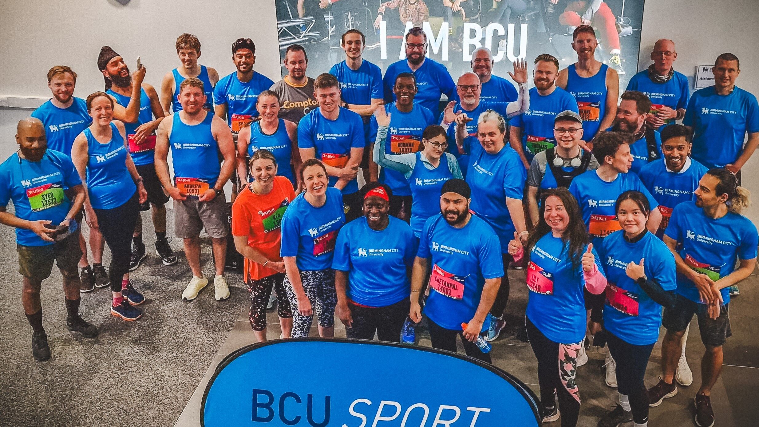 A group of BCU staff and students before the Great Birmingham Run