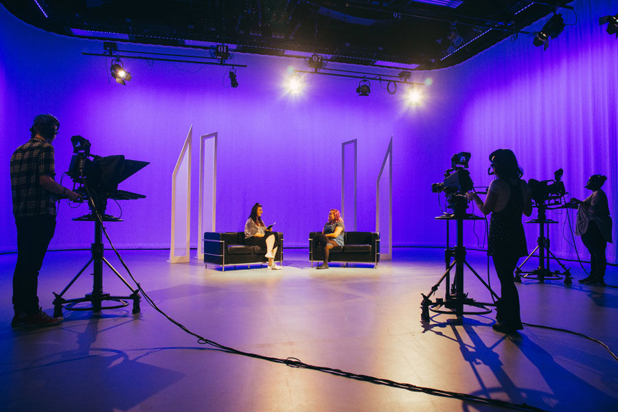 Students using Studio A