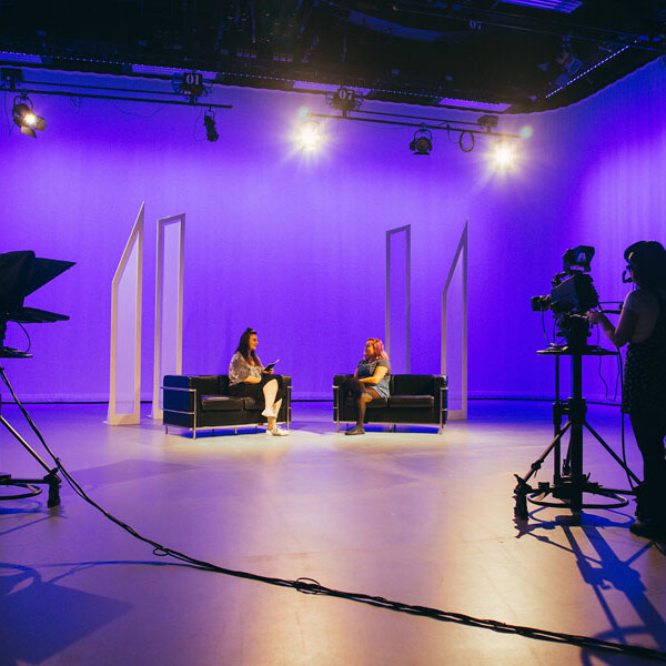 Students using Studio A