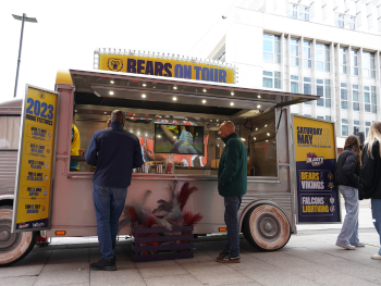 Birmingham Bears touring coffee van outside BCU's Curzon building Birmingham Bears touring coffee van outside BCU's Curzon building