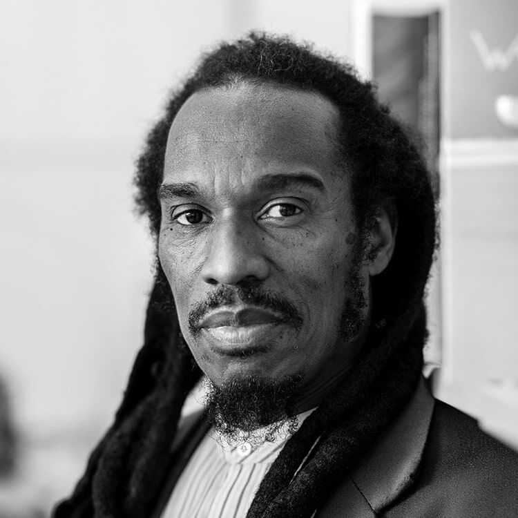 Black and white image of Benjamin Zephaniah