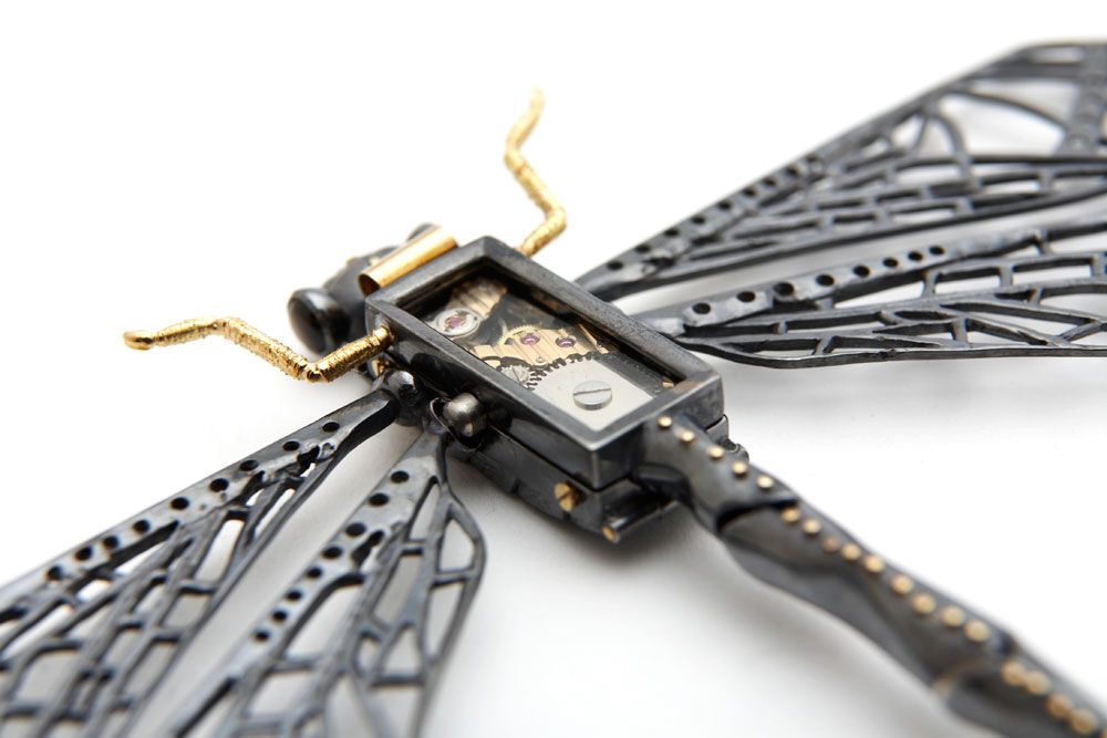 Butterfly brooch with clock workings