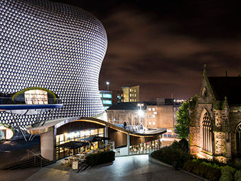 Birmingham Night Time - Selfridges and church