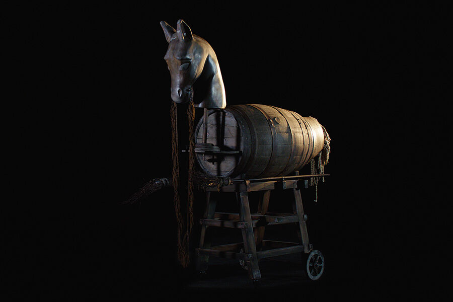 Wooden horse used for filmmaking