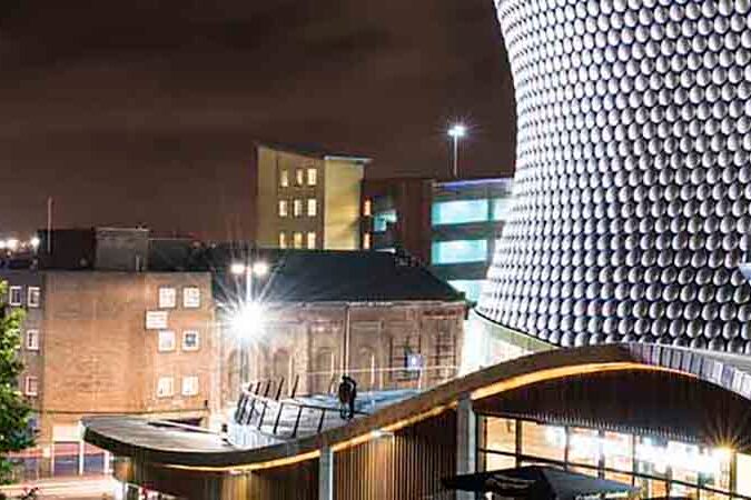 Bullring Rear 1200x450 - Outside shot of Selfridges and Cathedral (Flipped image)