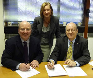 Professor Chris Prince, Executive Dean, Birmingham City Business School; Cheryl Badhams, Director of the International Office, Birmingham City Business School; and Bob Carpenter, Director of the School of Business Nipissing