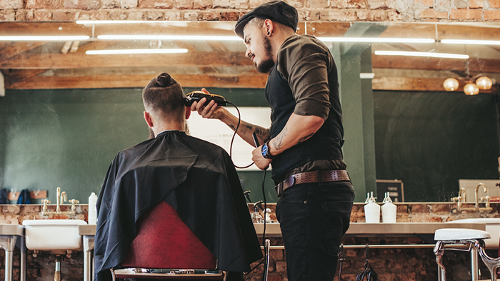 Barber giving a haircut