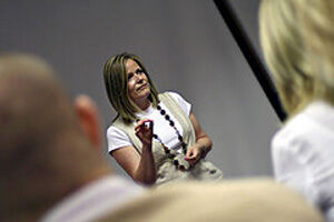 Lis Lewis-Jones presents to the Birmingham City University