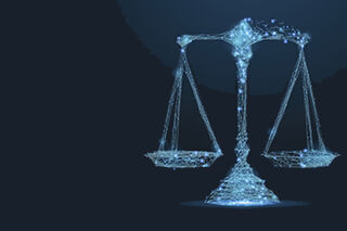Scales of justice rendered digitally