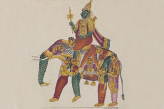 Indian illustration in Company Style of man on elephant