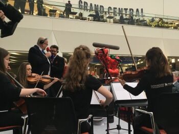 Conservatoire students performing at New Street railway station. Conservatoire students- valentines day