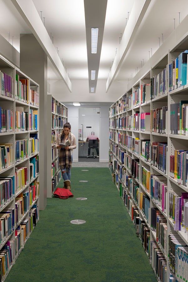 A selection of books in our six storey library.