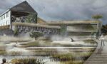 A marsh with a bridge crossing it