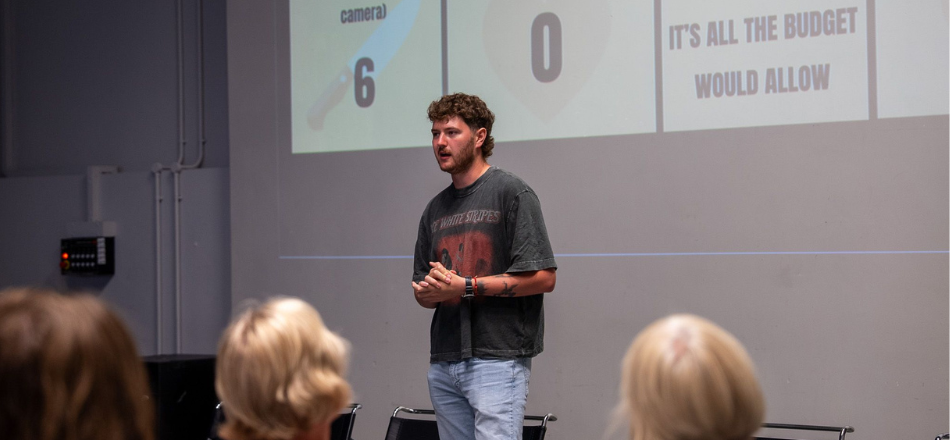 BCU alum Dan Simmons speaking at the recent Rock Up Ready! event.