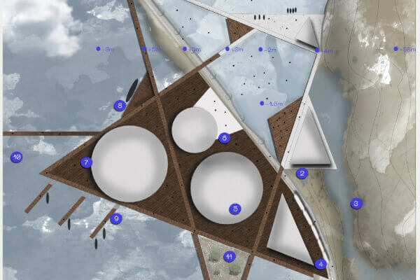 A top-down map of a building
