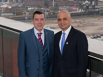 Professor Julian Beer and Business Secretary Sajid Javid Professor Julian Beer and Business Secretary Sajid Javid