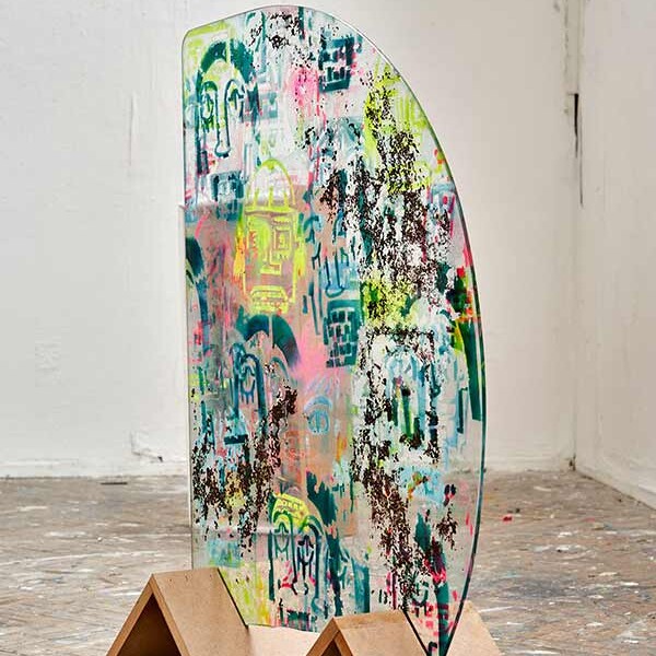Fine Art installation: Perspex screen in stand painted / printed on