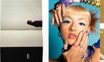 Student work: empty book with Chinese lettering and side image of woman; female model with bright make up and accessories