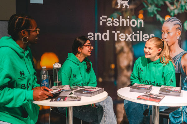 Student ambassadors talking at an open day