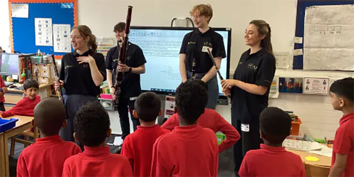 RBC students interacting with primary school children in the classroom