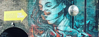 Graffiti on a brick wall in Digbeth, Birmingham