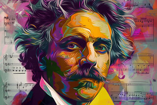 Colourful illustration of Gabriel Fauré