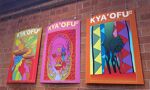 MA Design: Active Practice - piece created by Giovanni Uche. Three colourful posters with wording 'Kya'Ofu'