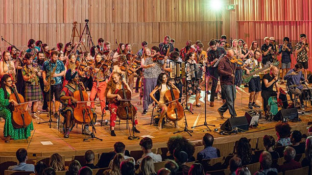 Global Music Traditions ensemble on stage
