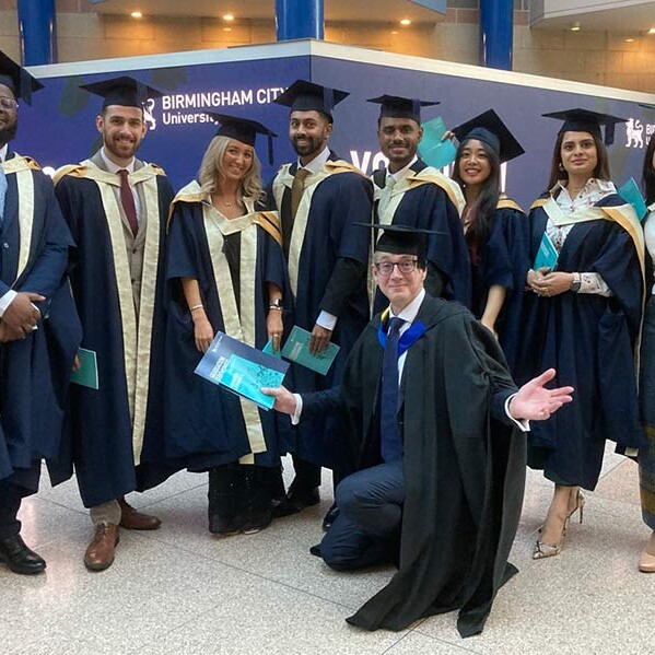 MA Future Media students and lecturer at Graduation