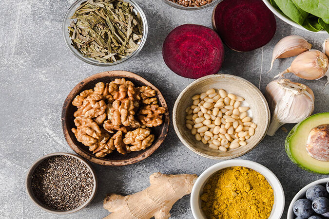 A selection of healthy eating options on a table