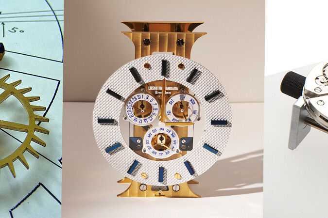 Three photos of clock mechanisms