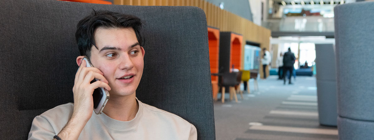 Student talks on the phone