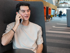 Student talks on the phone