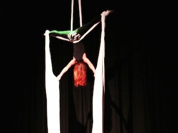 Hayley the Aerialist at The Shell, Parkside Building. Image supplied by Jo Coldicott.