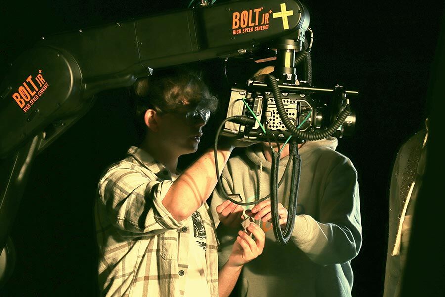 Student using cinema camera