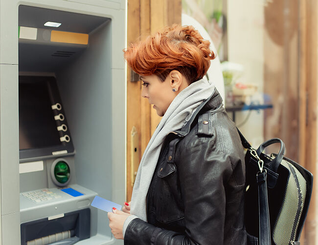 Student using cash machine
