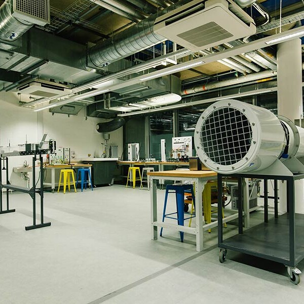 Inside the concrete and hydraulics lab