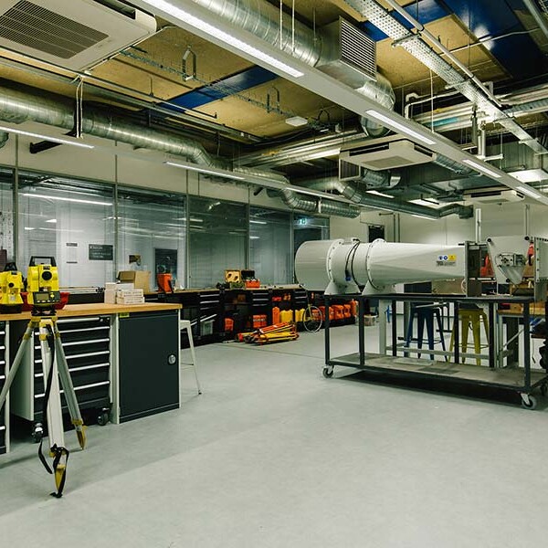 Inside the concrete and hydraulics lab